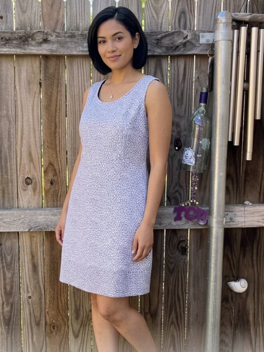 👗Jones New York Sleeveless Printed Shift Dress - blue
